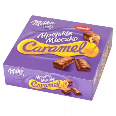 Milka Alpejskie Mleczko Caramel Pianka o smaku waniliowym z nadzieniem karmelowym 350 g