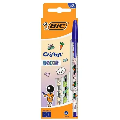 D�ugopis Cristal Kawaii 1mm niebieski 3 szt BIC