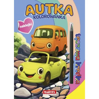 T�czowa kredka. Autka z naklejkami