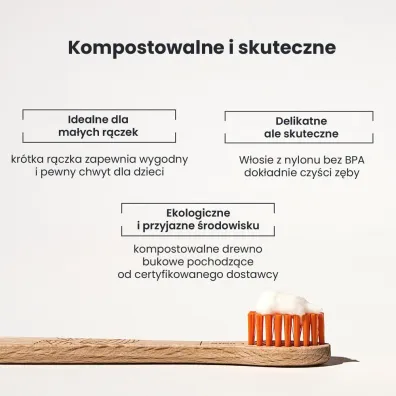 Georganics Ekologiczna szczoteczka z drewna bukowego dla dzieci