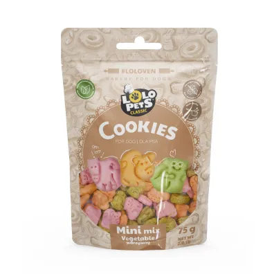 LoloPetsClassic Ciastka dla psa mini Mix zwierz�tka warzywne 75 g