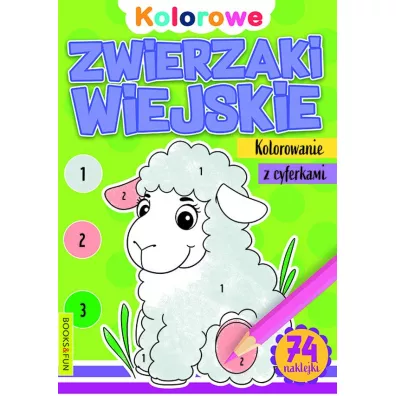 Zwierzaki wiejskie. Kolorowanie z cyferkami