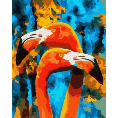 Ideyka Malowanie po numerach - Pomara�czowe flamingi 40x50cm