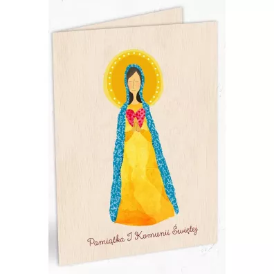 Cozywood Karnet drewniany C6 Komunia Maria + koperta