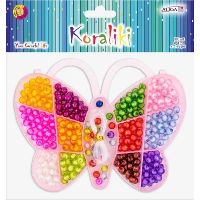 Aliga Koraliki plastikowe motyl 8mm 300 szt MIX