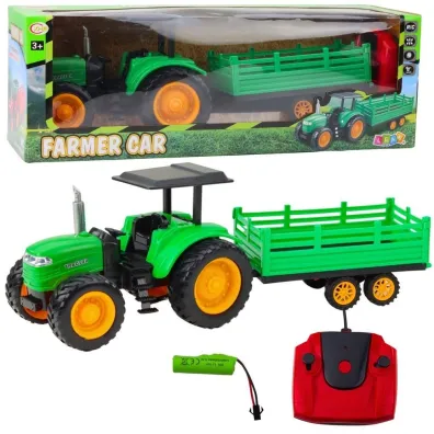 Traktor z przyczep� RC zielony LeanToys