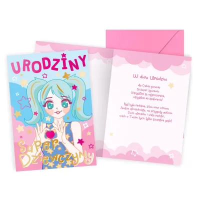 Kukartka Karnet PR-561 Urodziny  anime, dziewcz�ce