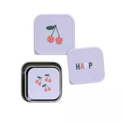 Lassig Pojemnik na przekski snackbox ze stali nierdzewnej 3 szt. Happy Fruits Cherry