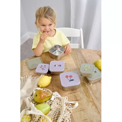 Lassig Pojemnik na przekski snackbox ze stali nierdzewnej 3 szt. Happy Fruits Cherry