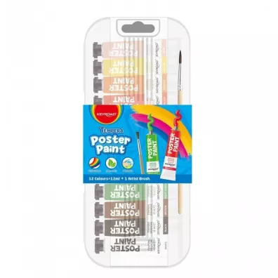 Keyroad Farby plakatowe + p�dzelek 12x12ml 12 x 12 ml
