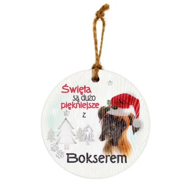 Zawieszka ceramiczna Bo�e Narodzenie Bokser