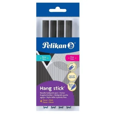 D�ugopis Hang Stick 0,7mm czarny 4 szt PELIKAN