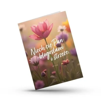 Kartka sk�adana - Niech Ci� Pan - tulipan
