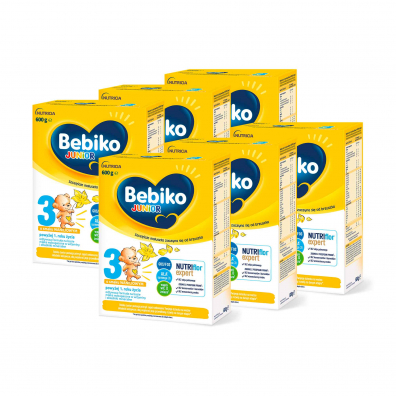 Bebiko Junior 3 Odywcza formua na bazie mleka dla dzieci powyej 1. roku o smaku waniliowym Zestaw 6 x 600 g