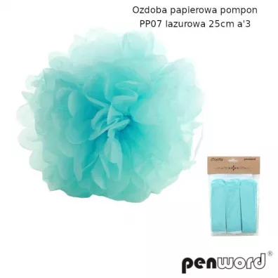 Penword Ozdoba papierowa pompon lazurowa 25cm