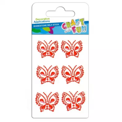 Craft with Fun Ozdoba dekoracyjna krysztalki samoprzylepne motyle 6 szt.