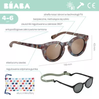 Beaba Okulary przeciwsoneczne dla dzieci 4-6 lat Sunshine - Blue tortoise