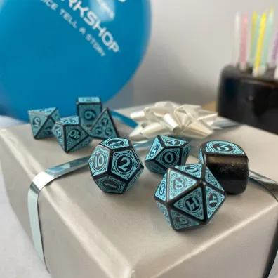 Viking Dice Set, kostki do gry, turkusowe, czarne Q-Workshop