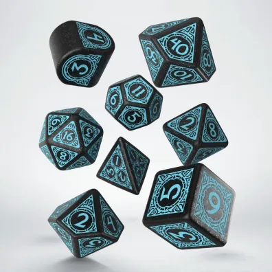 Viking Dice Set, kostki do gry, turkusowe, czarne Q-Workshop