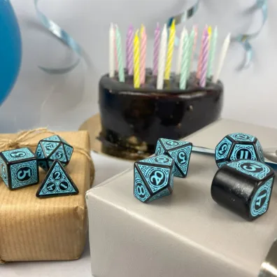 Viking Dice Set, kostki do gry, turkusowe, czarne Q-Workshop