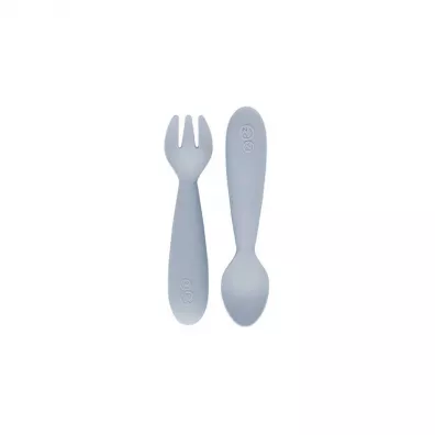 Ezpz Komplet silikonowych sztucw Mini Utensils pastelowa szaro
