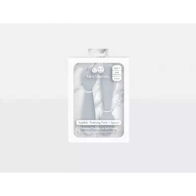 Ezpz Komplet silikonowych sztucw Mini Utensils pastelowa szaro
