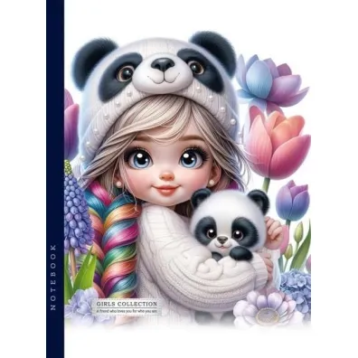 Fresh Notatnik Dziewczynka i panda kratka 64 kartki