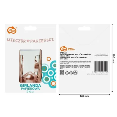 Godan Girlanda papierowa Wiecz�r panie�ski r�owa 1,8m