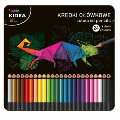 Derform Kidea Kredki trjktne w metalowym pudeku 24 kolorw