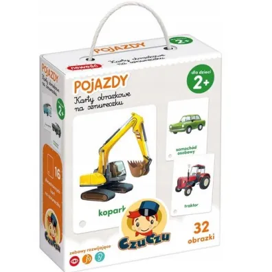 Karty obrazkowe na sznureczku. Pojazdy