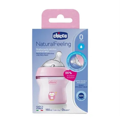Chicco Butelka plastikowa NaturalFeeling r�owa 150ml 0m+