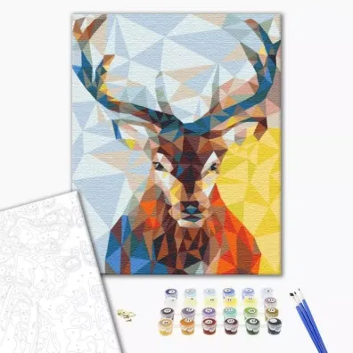 Brushme Malowanie po numerach - Jele� w kalejdoskopie 40x50cm