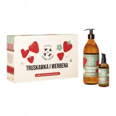 Mydlarnia 4 Szpaki Zestaw Truskawka i Werbena olejek do masau + mydo w pynie 500 ml + 100 ml