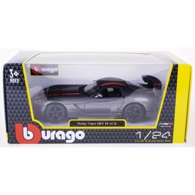Bburago model dodge viper srt 10 acr grey with red stripe 1:24