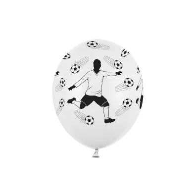 PartyDeco Balony 30cm, Pi�karz i pi�ki, Pastel White  1 op. / 6 szt.