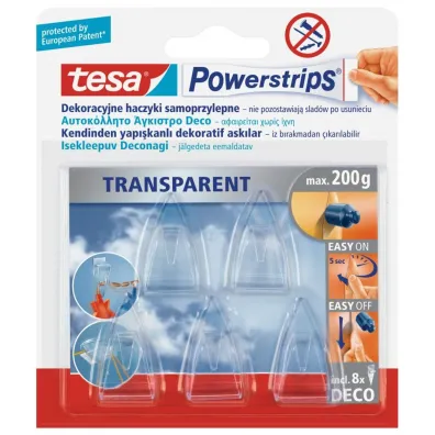 Tesa Haczyk samoprzylepny powerstrips prze�roczysty 5 szt.