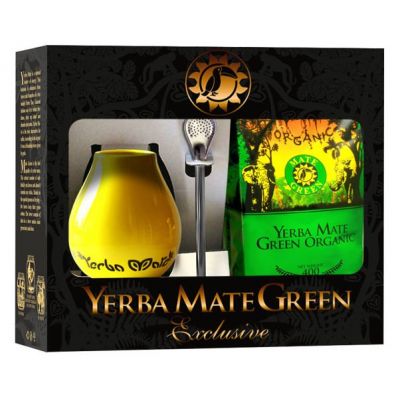 Organic Mate Green Zestaw yerba mate , matero (losowy wzór), bombilla 850 g Bio