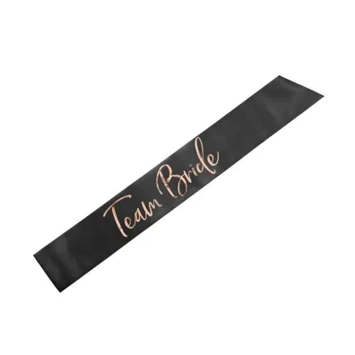 PartyDeco Szarfa Team Bride czarna 75cm