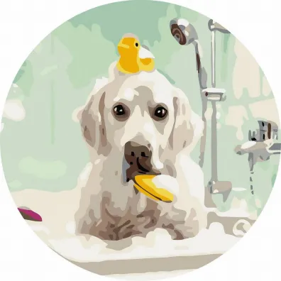 Twoje Hobby Malowanie po numerach okr�g�e - Pies w �azience 40cm