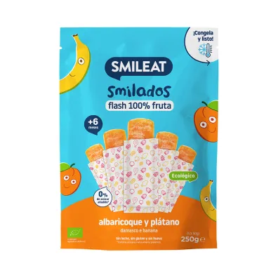 Smileat Lody owocowe do mro�enia o smaku moreli i banana Smilado po 6 miesi�cu 5 x 50 g Bio