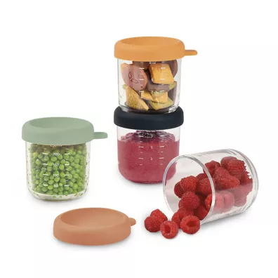 Beaba Zestaw pojemnikw soiczkw szklanych z zamkniciem Sunrise color mix 4 x 250 ml