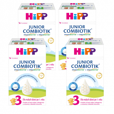 Hipp 3 Junior Combiotik produkt na bazie mleka dla dzieci po 1. roku Zestaw 4 x 550 g