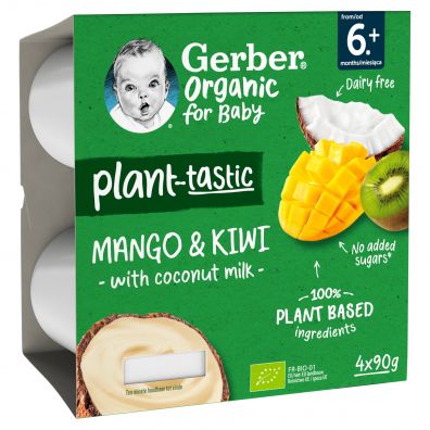Gerber Organic Deserek 100% wegaski z musem kokosowym mango kiwi po 6 miesicu 360 g Bio