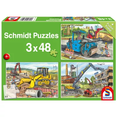 Puzzle 3x48 el. Pojazdy budowlane Schmidt