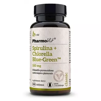 Pharmovit Spirulina + chlorella blue-green (500 mg) suplement diety 180 tab.
