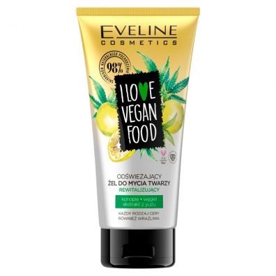 Eveline Cosmetics I Love Vegan Food odświeżający żel do mycia twarzy Konopie & Węgiel & Ekstrakt z Yuzu 150 ml