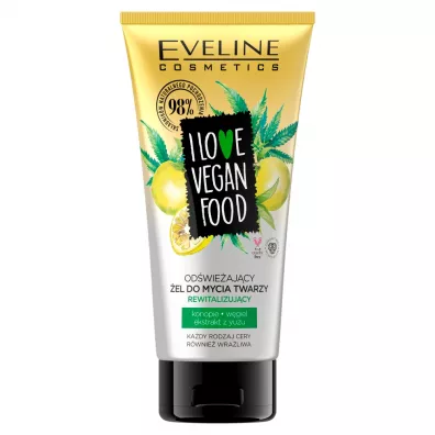 Eveline Cosmetics I Love Vegan Food od�wie�aj�cy �el do mycia twarzy Konopie & W�giel & Ekstrakt z Yuzu 150 ml