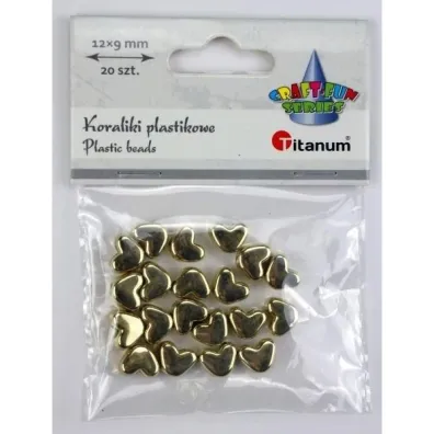 Titanum Koraliki plastikowe lustrzane serca 12x9mm 20 szt.