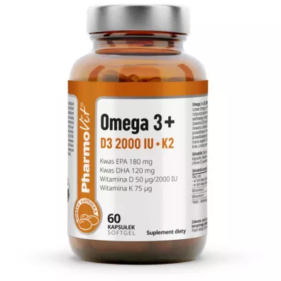 Pharmovit Omega 3 + D3 2000 IU + K2 suplement diety 60 kaps.