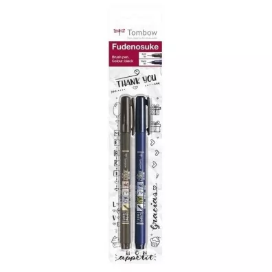 Tombow Flamastry Brush pen Fudenosuke czarny 2 szt.